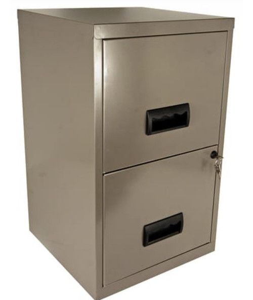 Caisson de rangement 2 tiroirs métal gris nacré Kaloo - Photo n°1