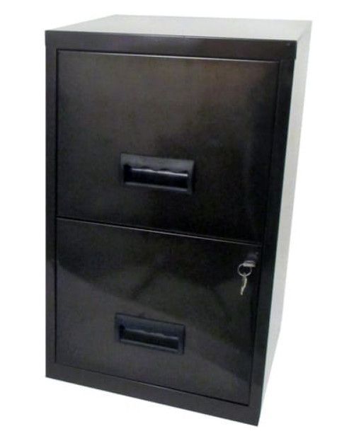 Caisson de rangement 2 tiroirs métal noir vernis Kaloo - Photo n°1