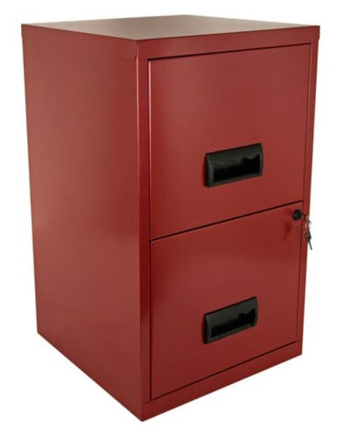 Caisson de rangement 2 tiroirs métal rouge nacré Kaloo - Photo n°1