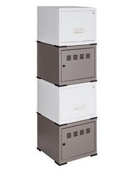 Cubes métal 2 portes 2 tiroirs blanc et taupe Ebony - Lot de 4 - Photo n°1