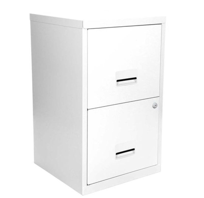 Caisson de rangement en métal Bolane H 66 cm - 2 grands tiroirs avec serrure à clé - Photo n°1