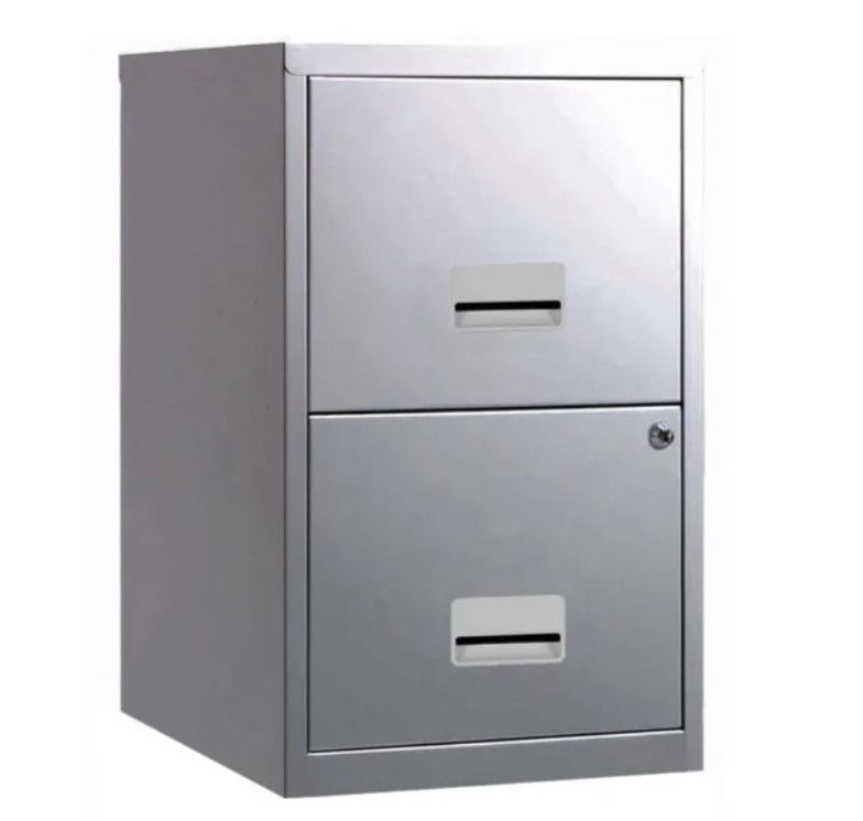 Caisson de rangement en métal Bolane H 66 cm - 2 grands tiroirs avec serrure à clé - Photo n°1