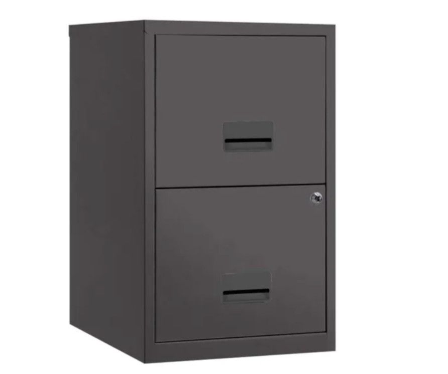 Caisson de rangement en métal Bolane H 66 cm - 2 grands tiroirs avec serrure à clé - Photo n°1