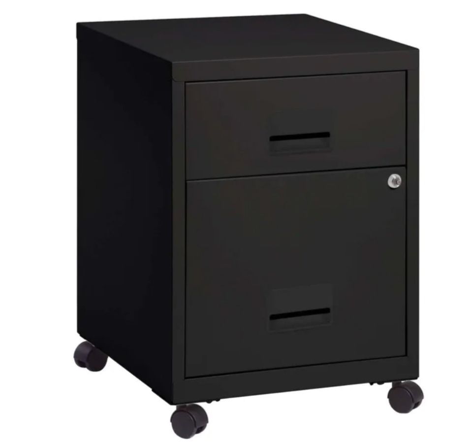 Caisson sur roulettes en métal H 57 cm Flavio 2 tiroirs - Compact et élégant - Photo n°1