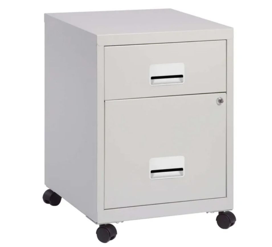 Caisson sur roulettes en métal H 57 cm Flavio 2 tiroirs - Compact et élégant - Photo n°1