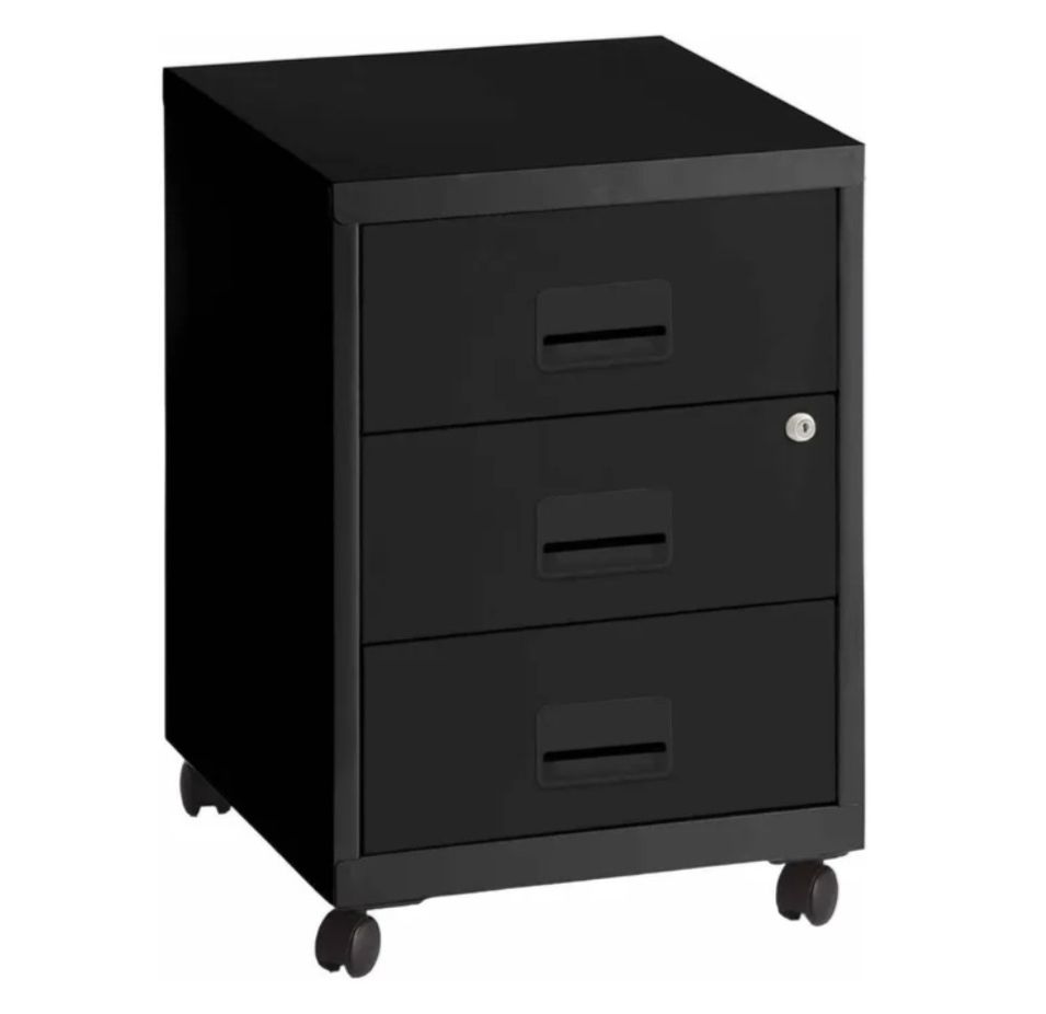 Caisson sur roulettes en métal H 57 cm Flavio 3 tiroirs - Praticité, sécurité et élégance - Photo n°1