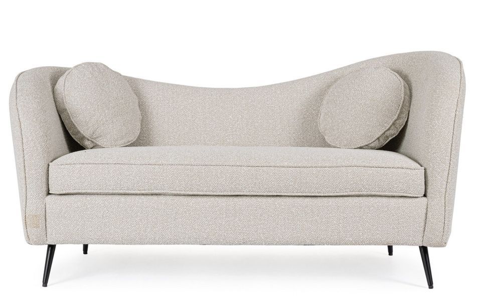 Canapé 2 places CADDIS - Tissu naturel & pieds en acier noir - Photo n°1