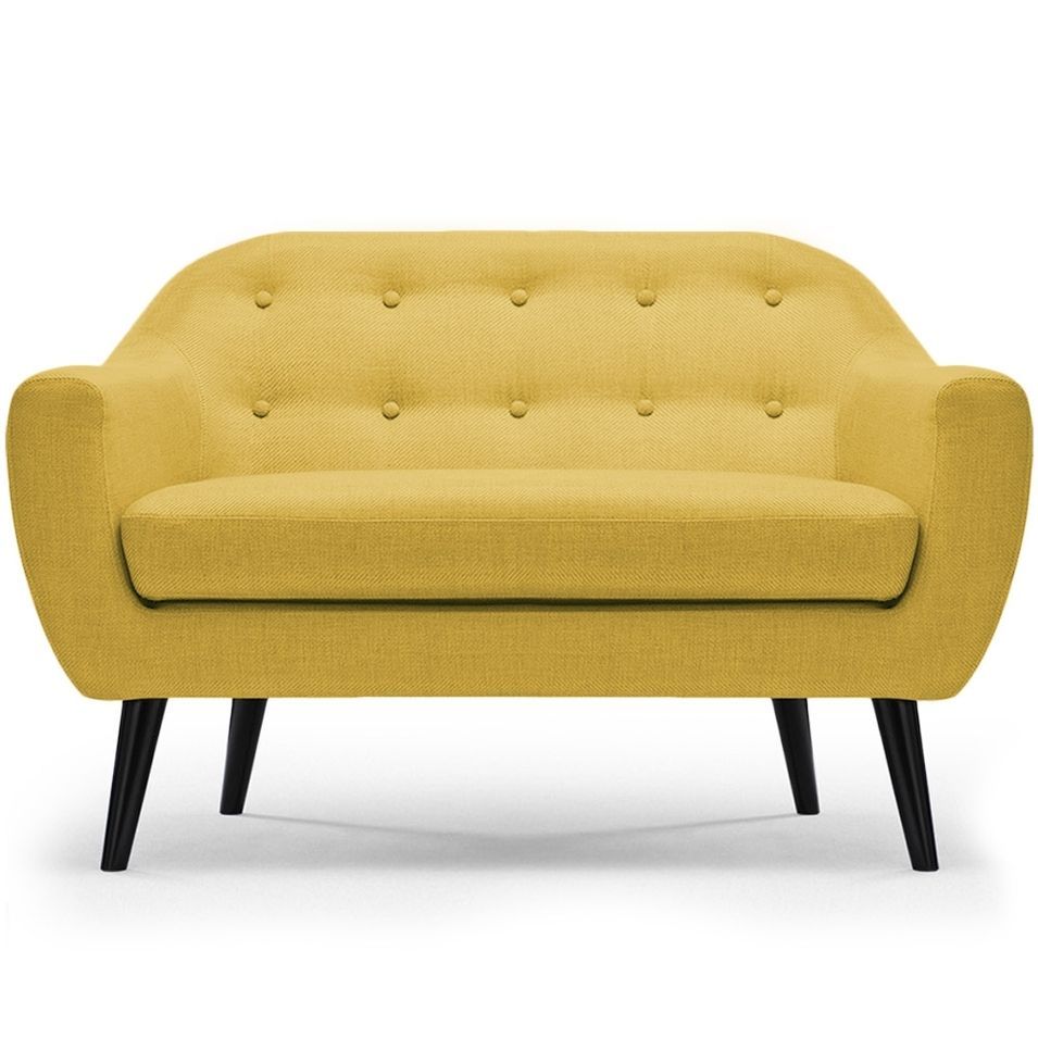 Canapé 2 places Cosy Tissu Jaune - Photo n°1
