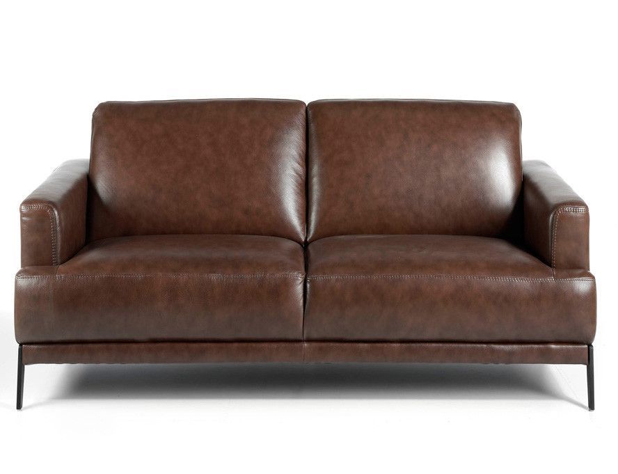 Canapé 2 places cuir et pieds acier noir inoxydable noir Yaro - Photo n°1