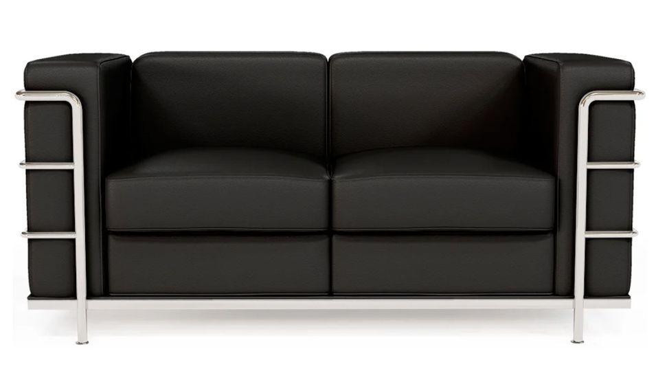 Canapé 2 places cuir noir et métal Kubik - Photo n°1
