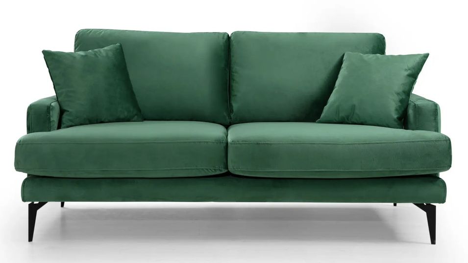 Canapé 2 places design tissu velouté vert Kombaz 175 cm - Photo n°1