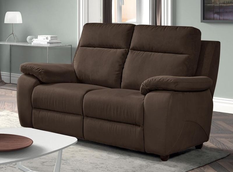 Canapé 2 places fixe microfibre marron Brako - Photo n°1