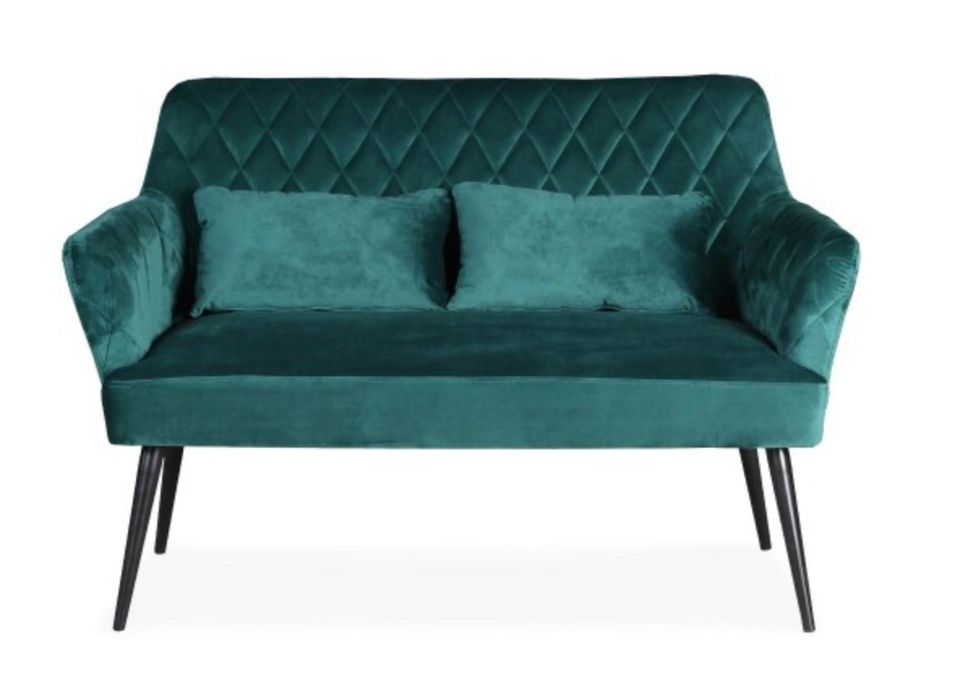 Canapé 2 places matelassé velours vert Moody - Photo n°1