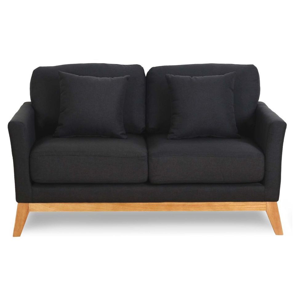 Canapé 2 places scandinave tissu noir Kynok - Photo n°1