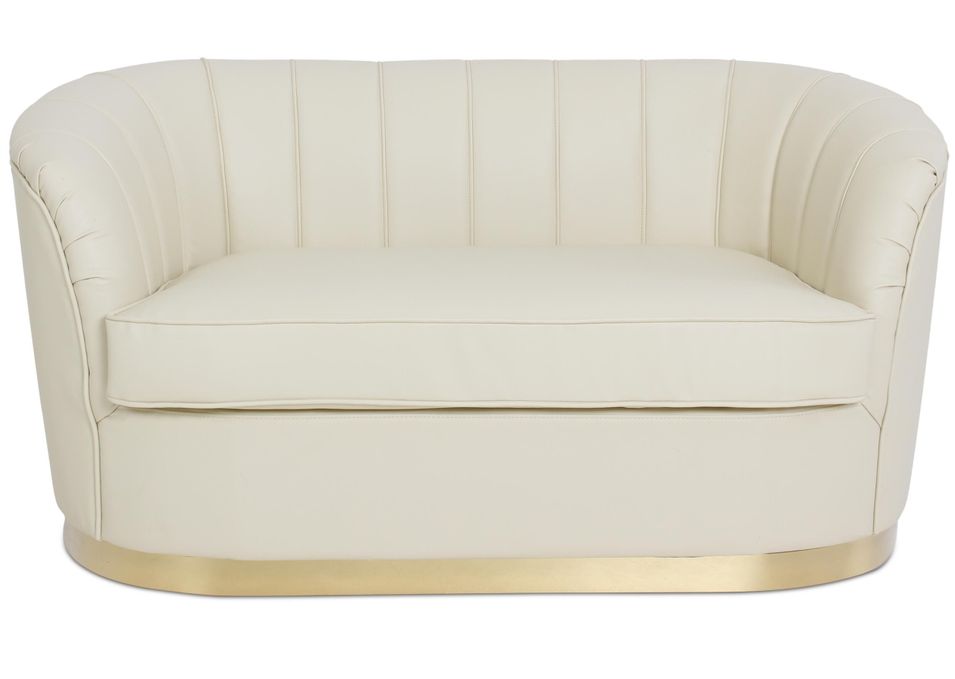 Canapé 2 places simili beige et pied métal doré Dorel 152 cm - Photo n°1