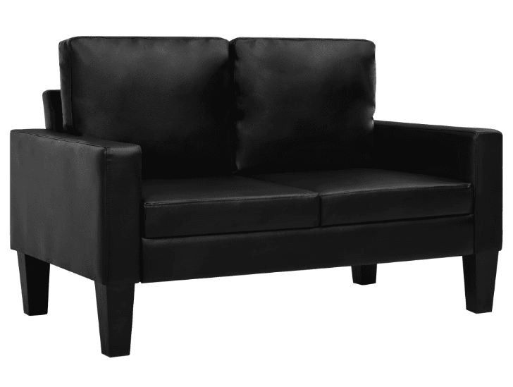 Canapé 2 places simili cuir noir Mendez - Photo n°1