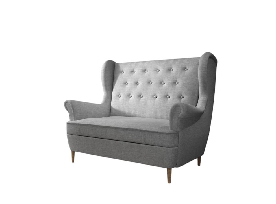 Canapé 2 places tissu gris clair capitonné Lizzi 150 cm - Photo n°1