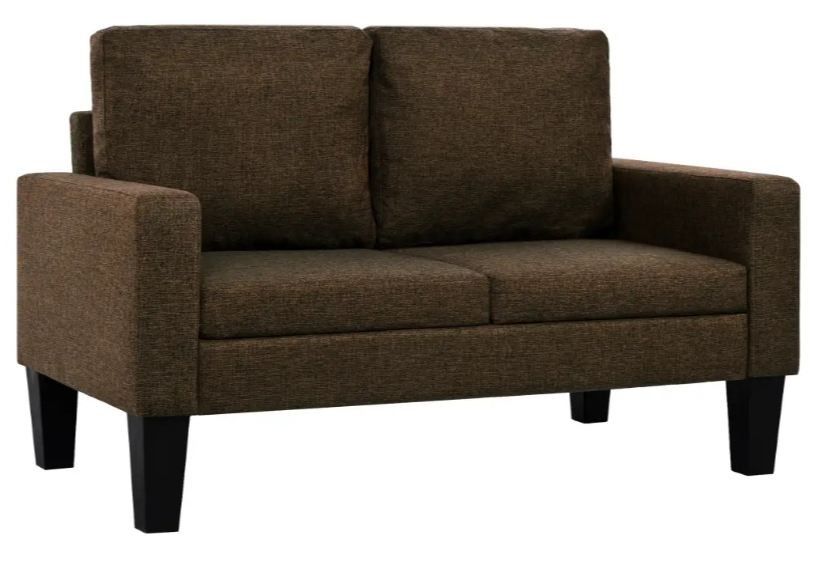 Canapé 2 places tissu marron Mendez - Photo n°1