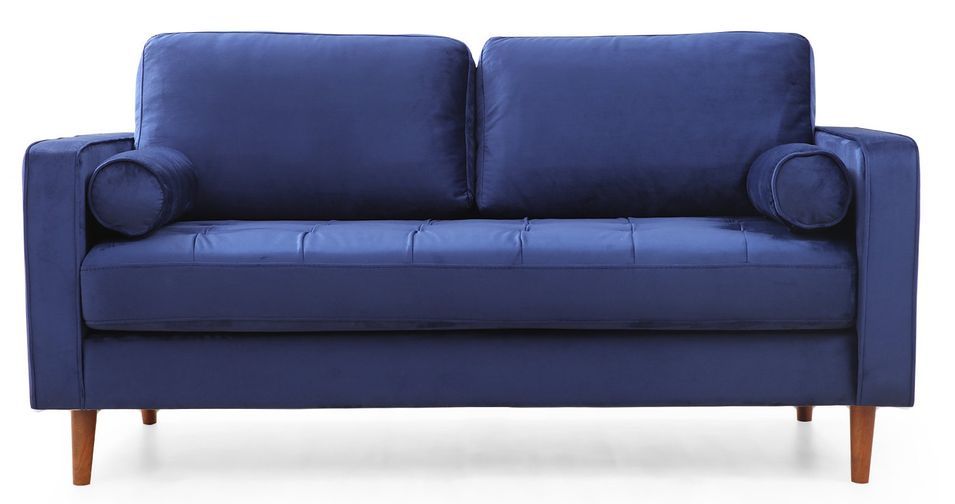Canapé 2 places velours bleu Romuza 175 cm - Photo n°1