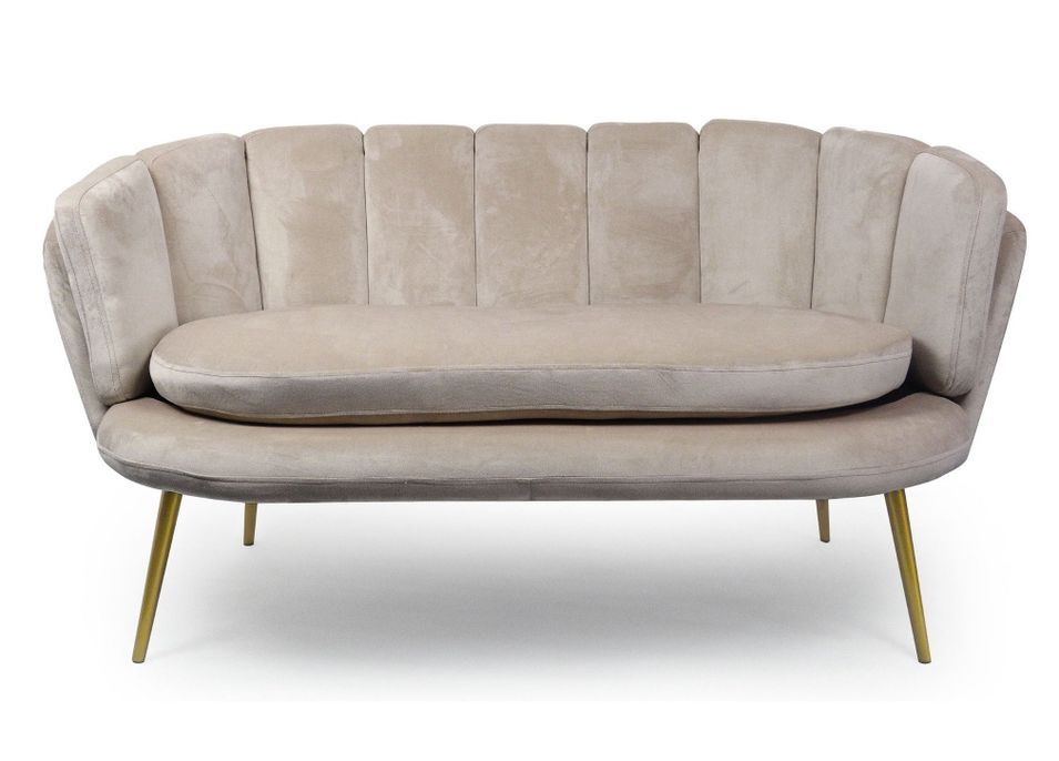 Canapé 2 places velours taupe et pieds métal doré Ranni - Photo n°1