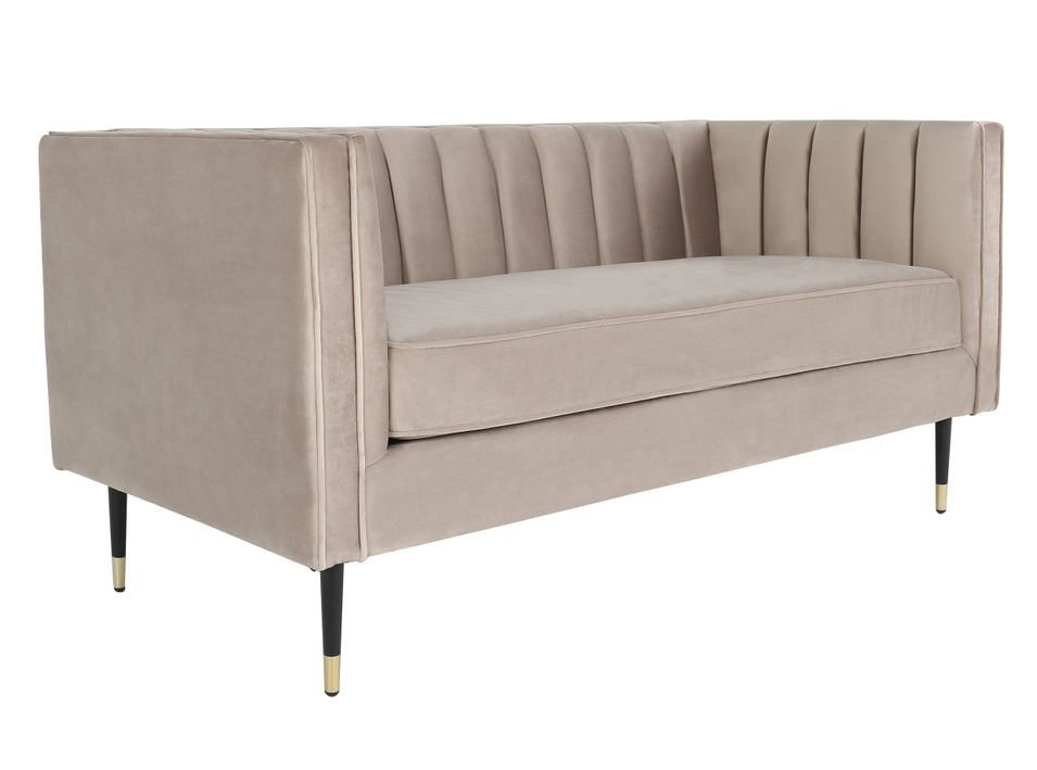 Canapé 2 places velours taupe Julio - Photo n°1