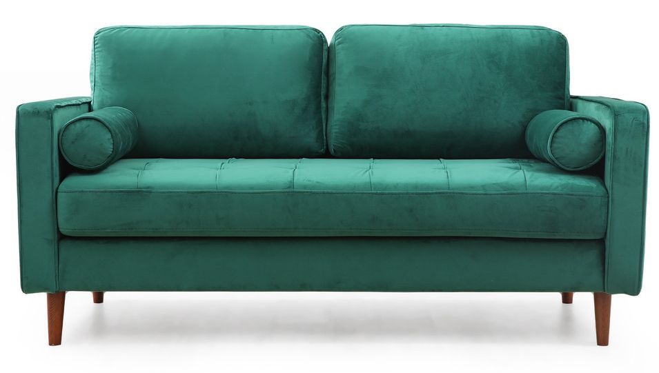 Canapé 2 places velours vert Romuza 175 cm - Photo n°1