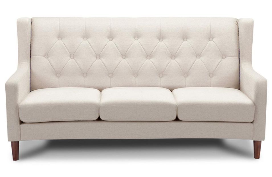 Canapé 3 places Capitonné Beige British - Photo n°1