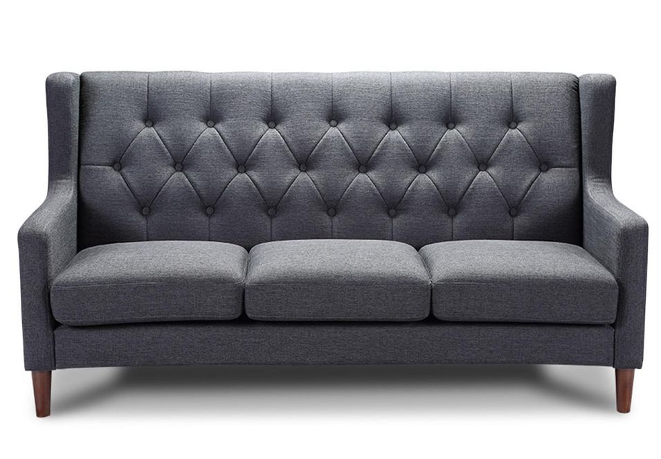 Canapé 3 places Capitonné Gris Foncé British - Photo n°1