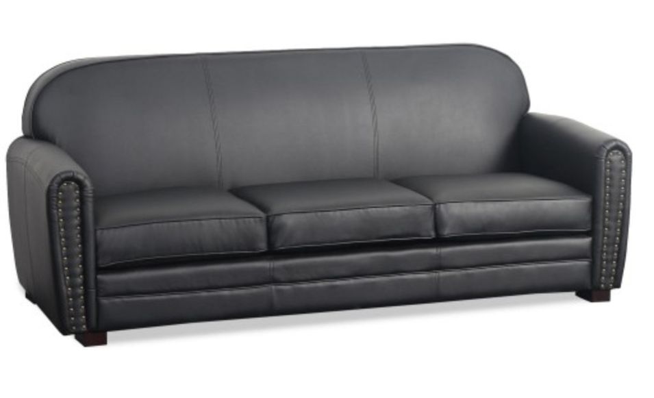 Canapé 3 places Club simili noir Havane - Photo n°1