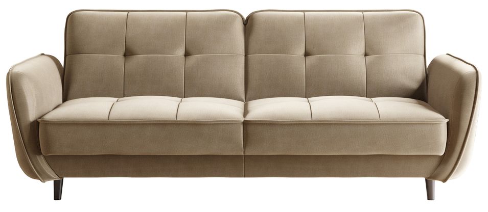 Canapé 3 places convertible en velours BOZA - Pieds bois noir - Photo n°1