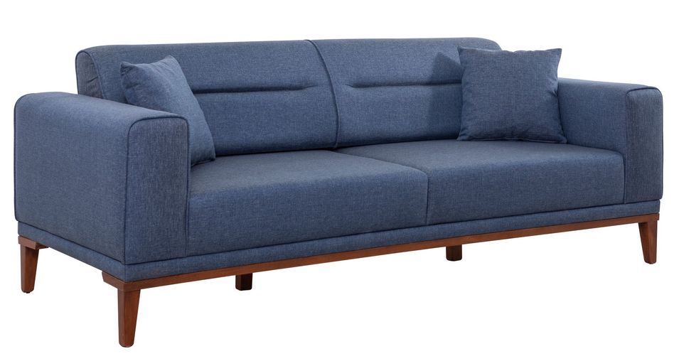 Canapé 3 places convertible tissu bleu foncé Brika 223 cm - Photo n°1