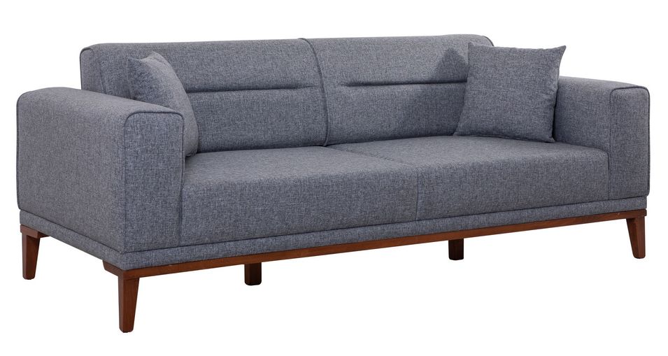 Canapé 3 places convertible tissu gris foncé Brika 223 cm - Photo n°1