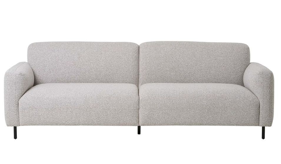 Canapé 3 places SALVADOR en tissu bouclette gris clair – 228 cm - Photo n°1