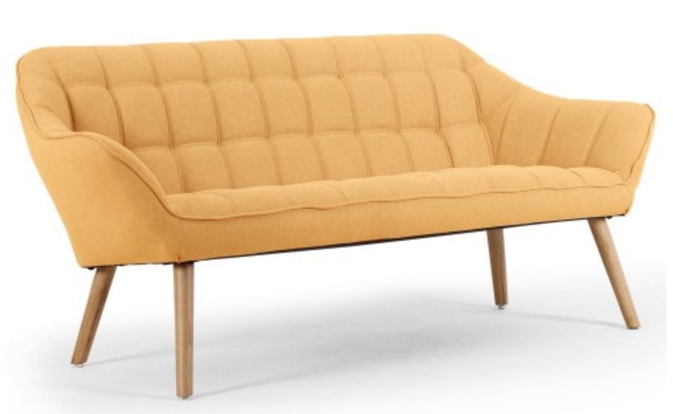 Canapé 3 places Scandinave tissu matelassé jaune Kime - Photo n°1