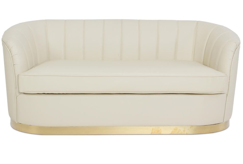 Canapé 3 places simili beige et pied métal doré Dorel 180 cm - Photo n°1