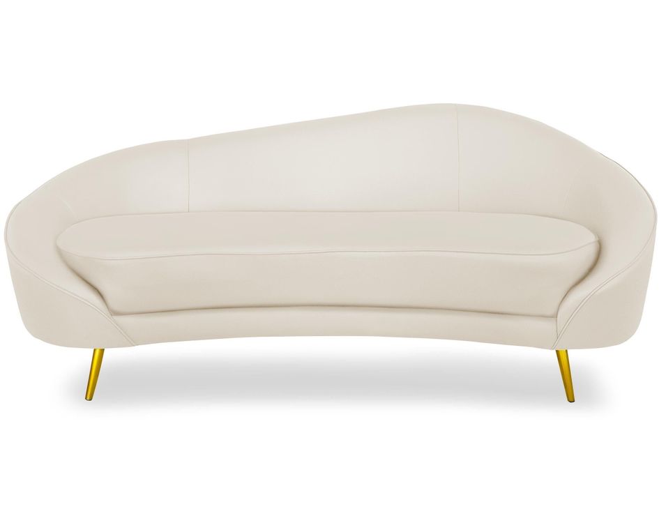 Canapé 3 places simili cuir beige et pieds métal doré Haven - Photo n°1
