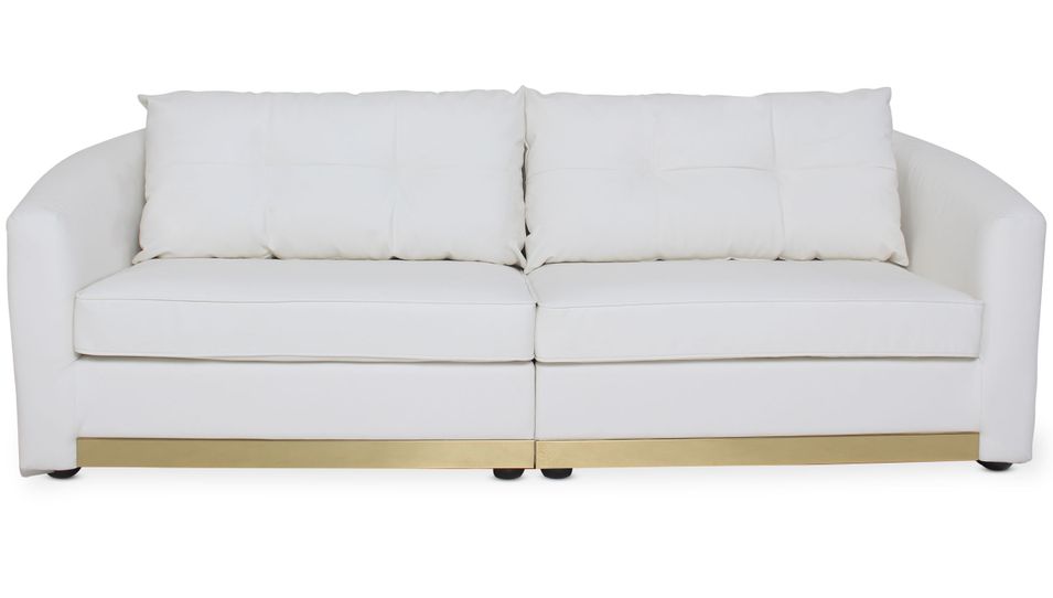 Canapé 3 places simili cuir blanc Vaniat 230 cm - Photo n°1