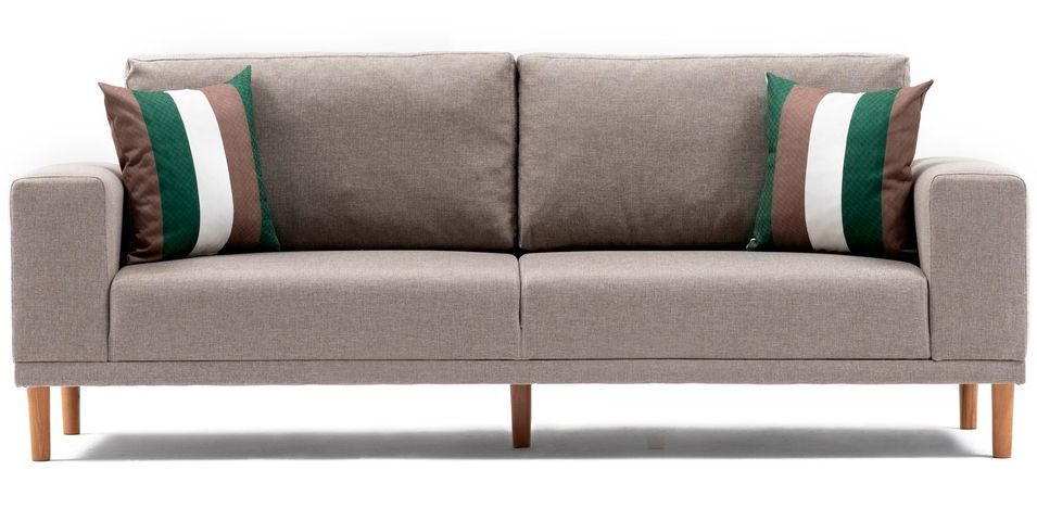 Canapé 3 places tissu beige Zendy 220 cm - Photo n°1