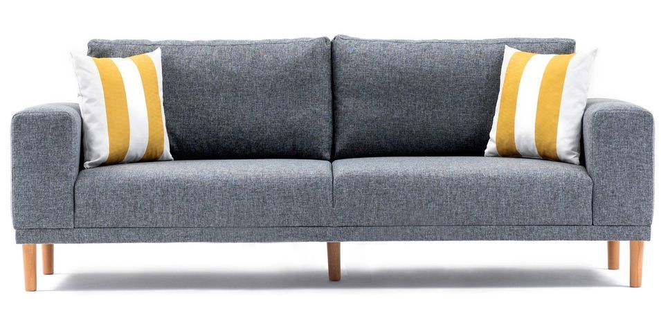 Canapé 3 places tissu gris Zendy 220 cm - Photo n°1