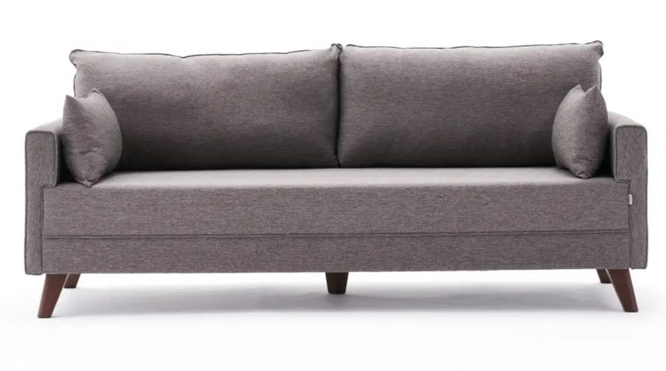 Canapé 3 places tissu marron clair Davoz 208 cm - Photo n°1
