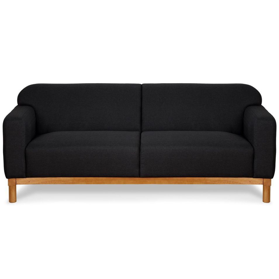 Canapé 3 places tissu noir Edena - Photo n°1