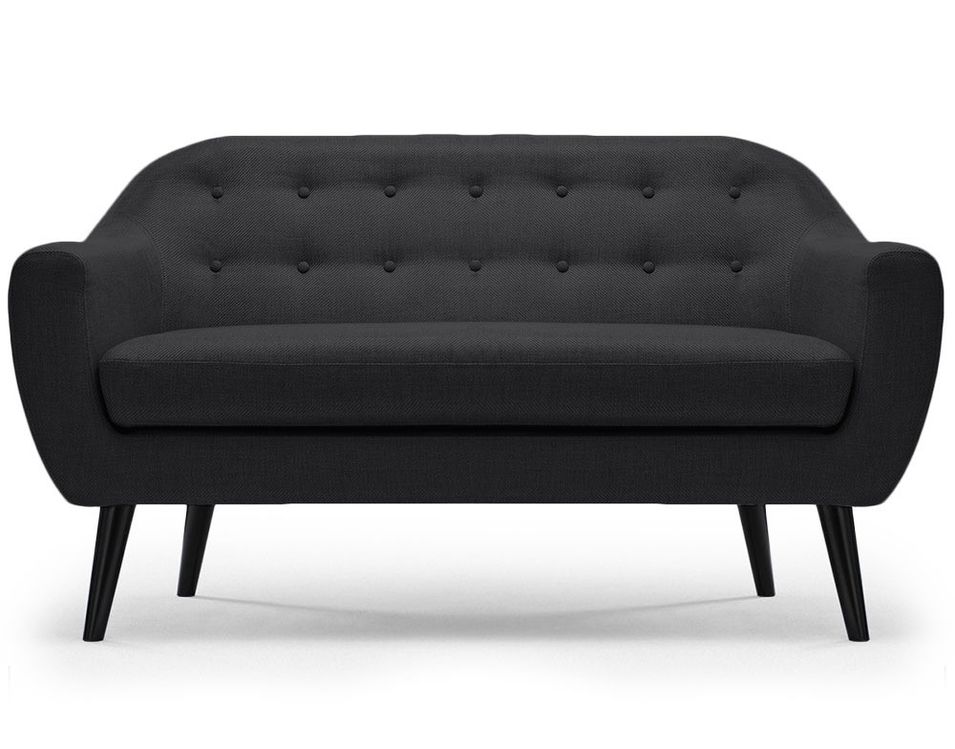 Canapé 3 places tissu noir et pieds bois noir Lalis - Photo n°1