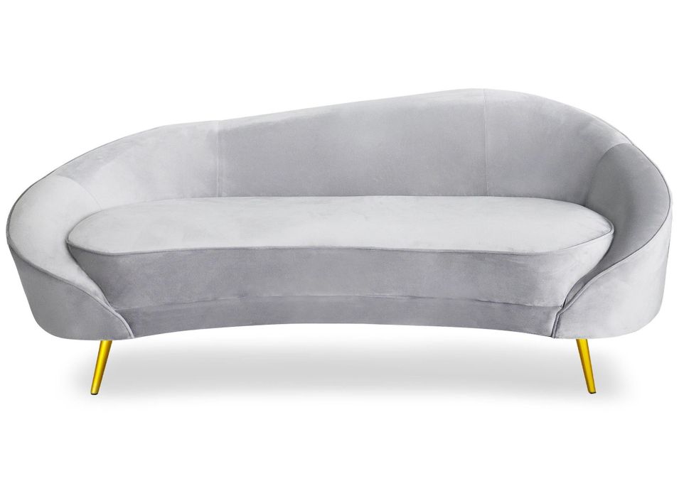 Canapé 3 places velours argenté et pieds métal doré Haven 2 - Photo n°1