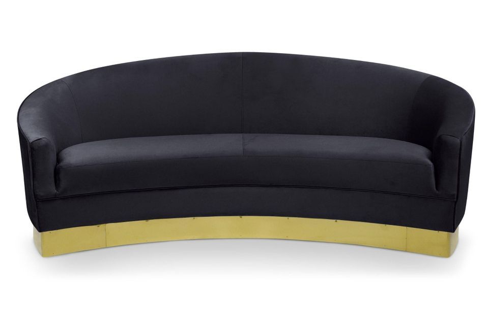 Canapé 3 places velours noir et pied métal doré Illem - Photo n°1