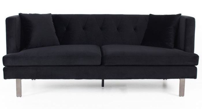 Canapé 3 places velours noir et pieds métal Dinver - Photo n°1