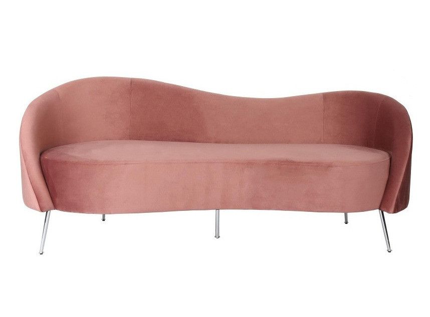 Canapé 3 places velours rose et pieds métal argenté Sewty - Photo n°1