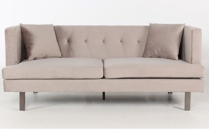 Canapé 3 places velours taupe et pieds métal Dinver - Photo n°1