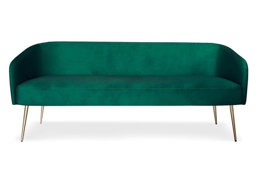 Canapé 3 places velours vert et pieds métal doré Goldy - Photo n°1