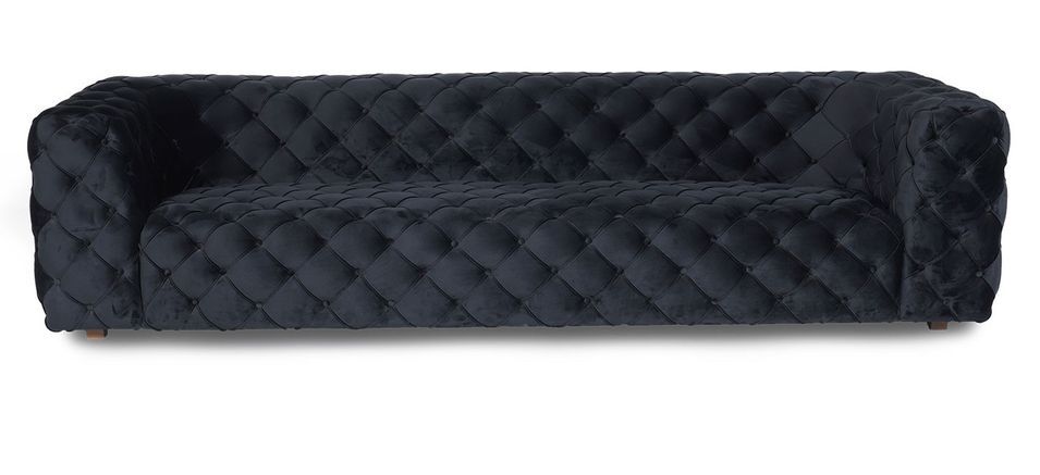 Canapé 4 places design velours noir Kraizy 276 cm - Photo n°1