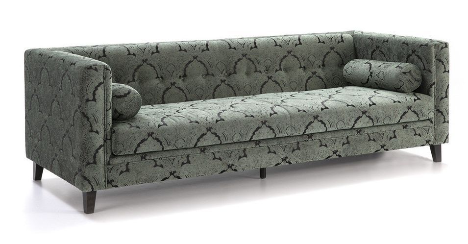 Canapé 4 places tissu imprimé vert - Photo n°1